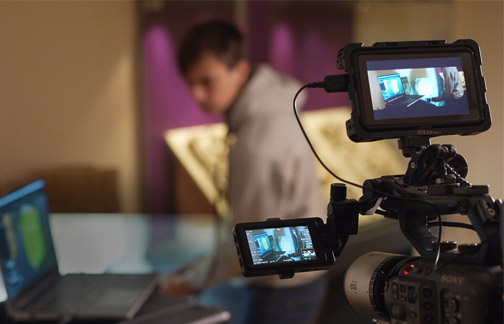 A video camera is filming the 3D scanning of the fragments of St William's shrine.